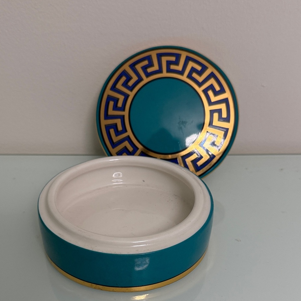 Jonathan Adler Teal and Gold Accent trinket dish